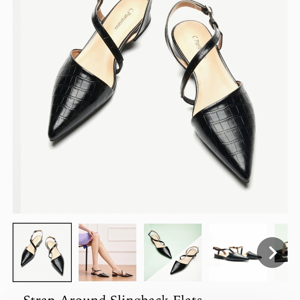 Elegant Black Slingback Flats with Pointed Toe